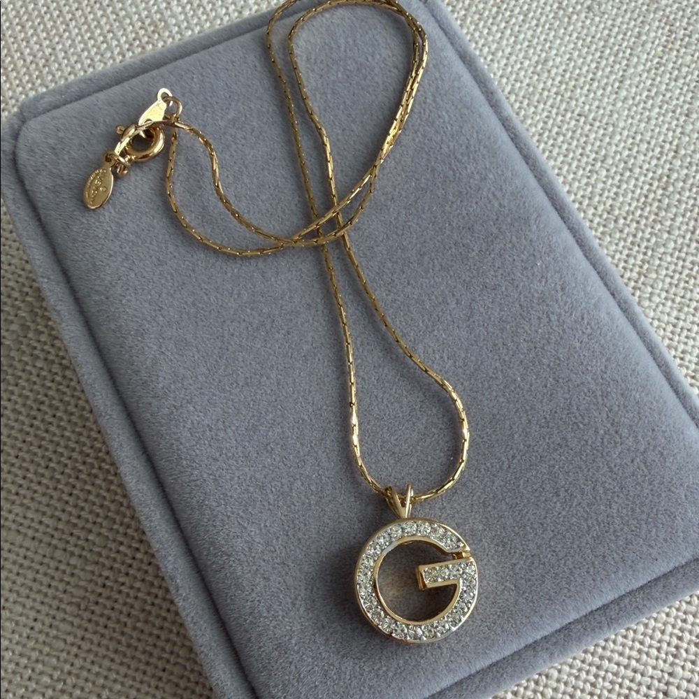 Givenchy Gold Crystal 'G' Pendant Necklace - Picture 7 of 9